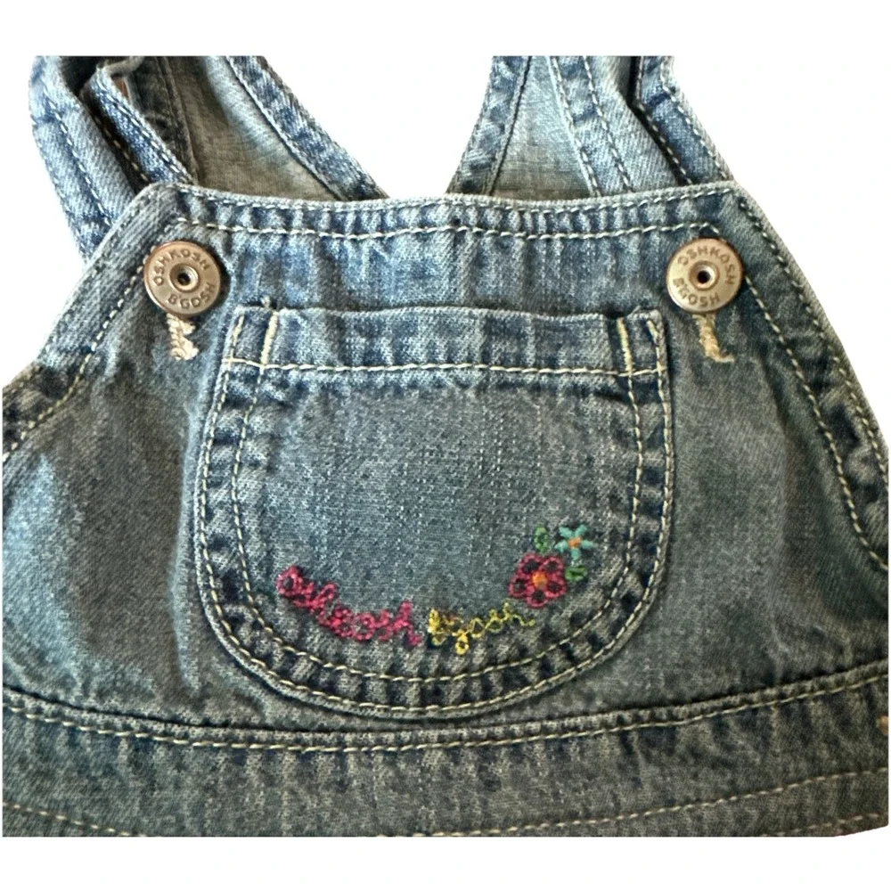 Vintage Oshkosh B'gosh‎ Vestbak Denim Overall Dress -18M Multicolor Pink